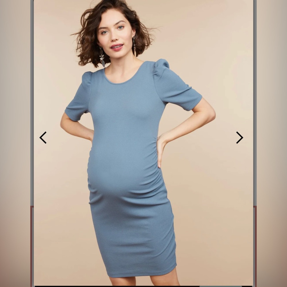 Motherhood Maternity Puff Sleeve Maternity Dress